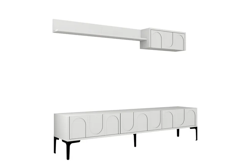 Hazim Tv-bänk 180 cm, Vit/Svart