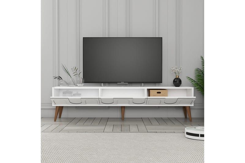 Hazim Tv-bänk 180 cm - Vit/Valnöt - Möbler - Vardagsrum - Tv-möbler & mediamöbler - Tv-bänkar