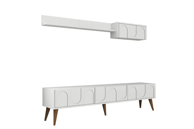 Hazim Tv-bänk 180 cm, Vit/Valnöt