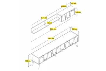 Hazim Tv-bänk 180 cm - Vit/Valnöt - Möbler - Vardagsrum - Tv-möbler & mediamöbler - Tv-bänkar