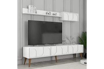 Hazim Tv-bänk 180 cm - Vit/Valnöt - Möbler - Vardagsrum - Tv-möbler & mediamöbler - Tv-bänkar