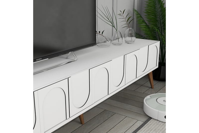 Hazim Tv-bänk 180 cm - Vit/Valnöt - Möbler - Vardagsrum - Tv-möbler & mediamöbler - Tv-bänkar