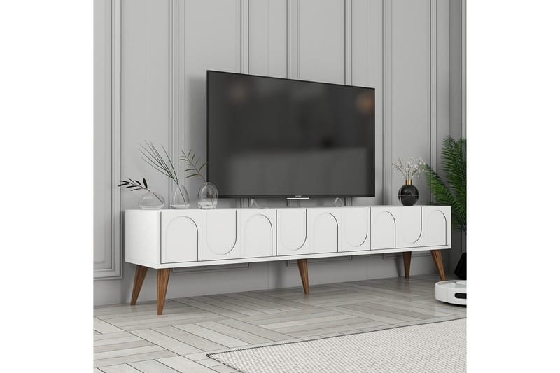 Hazim Tv-bänk 180 cm - Vit/Valnöt - Möbler - Vardagsrum - Tv-möbler & mediamöbler - Tv-bänkar