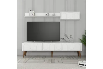Hazim Tv-bänk 180 cm - Vit/Valnöt - Möbler - Vardagsrum - Tv-möbler & mediamöbler - Tv-bänkar
