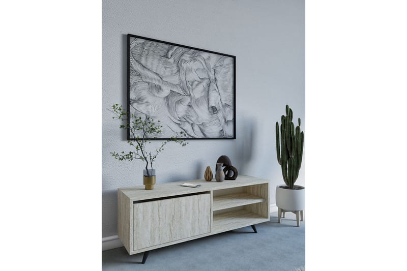 Hazle Golvstående Tv Bänk 120 cm med Förvaring i Trä - Beige - Möbler - Vardagsrum - Tv-möbler & mediamöbler - Tv-bänkar