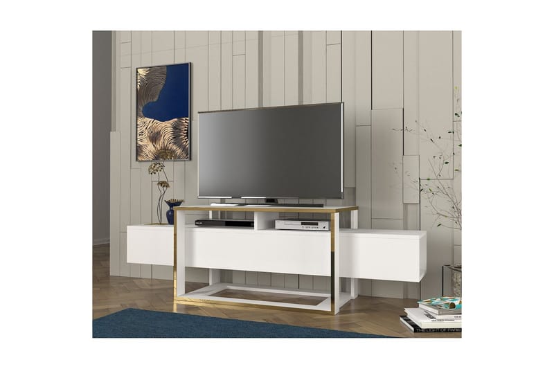 Herb Tv-bänk 160 cm - Guld/Vit - Möbler - Vardagsrum - Tv-möbler & mediamöbler - Tv-bänkar