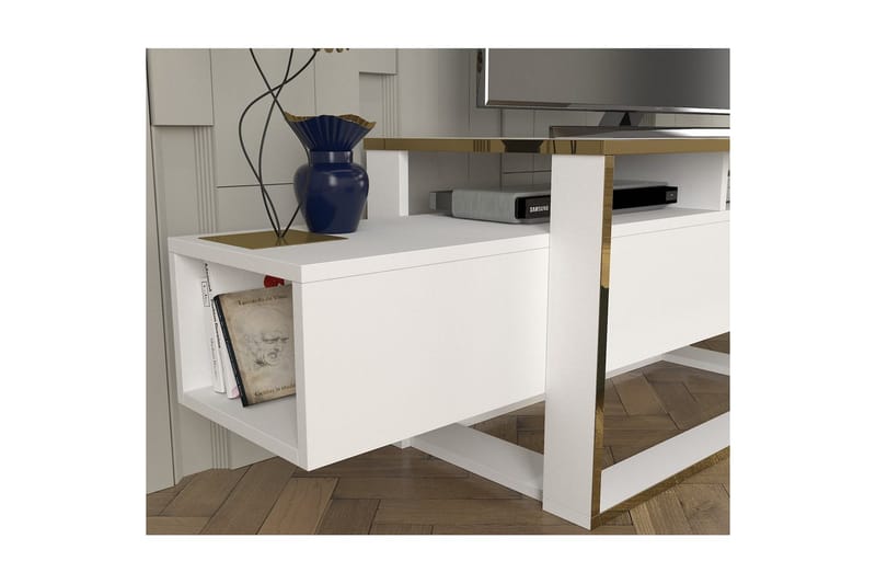 Herb Tv-bänk 160 cm - Guld/Vit - Möbler - Vardagsrum - Tv-möbler & mediamöbler - Tv-bänkar