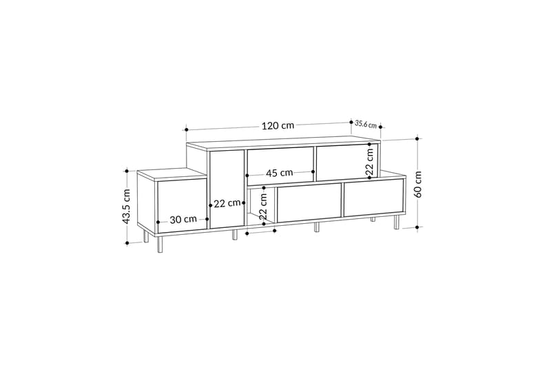 HERMES Tv-bänk 171,2x35,6 cm Brun/Svart - Möbler - Vardagsrum - Tv-möbler & mediamöbler - Tv-bänkar