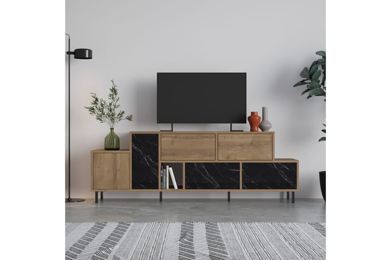 HERMES Tv-bänk 171,2x35,6 cm Brun/Svart - Möbler - Vardagsrum - Tv-möbler & mediamöbler - Tv-bänkar