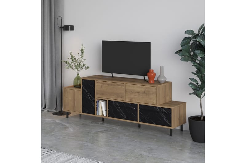 HERMES Tv-bänk 171,2x35,6 cm Brun/Svart - Möbler - Vardagsrum - Tv-möbler & mediamöbler - Tv-bänkar