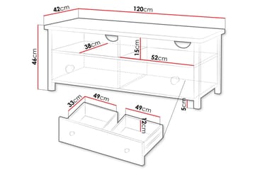 Hilts Tv-bänk 120x42 cm - Vit/Rosa - Möbler - Vardagsrum - Tv-möbler & mediamöbler - Tv-bänkar