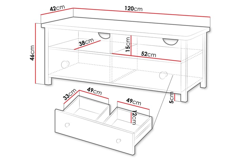 Hilts Tv-bänk 120x42 cm - Vit/Rosa - Möbler - Vardagsrum - Tv-möbler & mediamöbler - Tv-bänkar