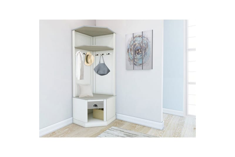 Högskåp Toby Vit/Grå, 185x90x65 cm - Vit/Grå, 185x90x65 cm - Möbler - Hall & entré - Möbelset för hall & entré