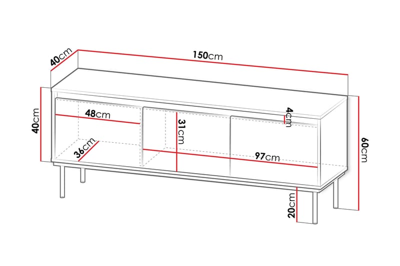Hollander Tv-bänk 150 cm - Svart/Guld - Möbler - Vardagsrum - Tv-möbler & mediamöbler - Tv-bänkar