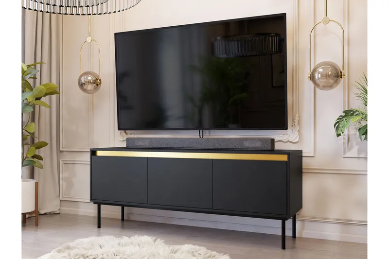 Hollander Tv-bänk 150 cm - Svart/Guld - Möbler - Vardagsrum - Tv-möbler & mediamöbler - Tv-bänkar