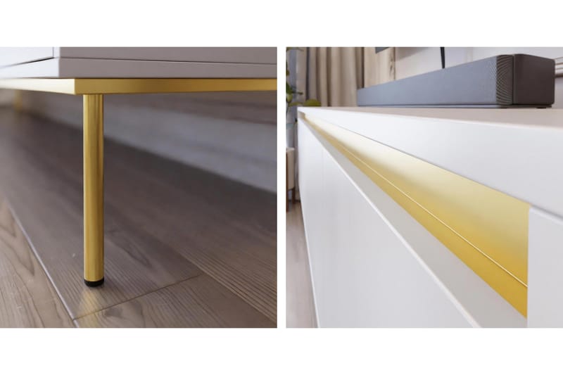 Hollander Tv-bänk 150 cm - Vit/Guld - Möbler - Vardagsrum - Tv-möbler & mediamöbler - Tv-bänkar