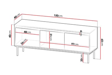 Hollander Tv-bänk 150 cm - Vit/Guld - Möbler - Vardagsrum - Tv-möbler & mediamöbler - Tv-bänkar