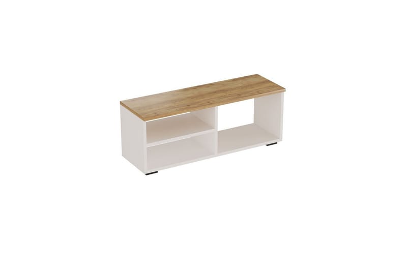 Hollowmere Tv-bänk 115 cm - Mediumfärgat trä/Vit - Möbler - Vardagsrum - Tv-möbler & mediamöbler - Tv-bänkar