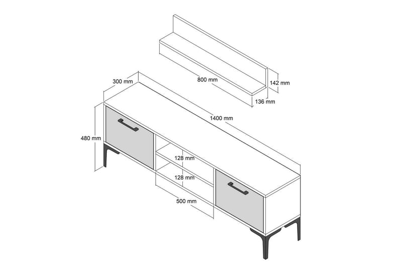 Holter Tv-bänk 140 cm - Valnöt - Möbler - Vardagsrum - Tv-möbler & mediamöbler - Tv-bänkar
