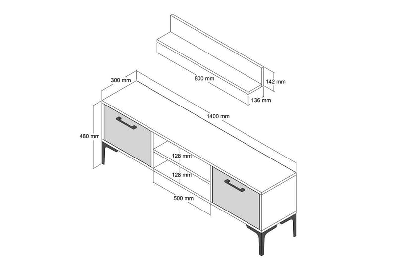 Holter Tv-möbelset 140x30 cm - Vit - Möbler - Vardagsrum - Tv-möbler & mediamöbler - Tv-möbelset