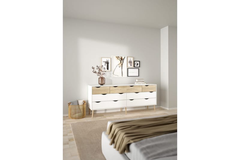 Hostafranc Tv-bänk 196 cm - Vit/Natur - Möbler - Vardagsrum - Tv-möbler & mediamöbler - Tv-bänkar
