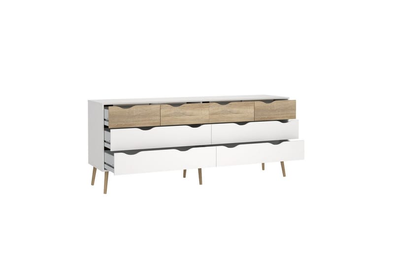 Hostafranc Tv-bänk 196 cm - Vit/Natur - Möbler - Vardagsrum - Tv-möbler & mediamöbler - Tv-bänkar