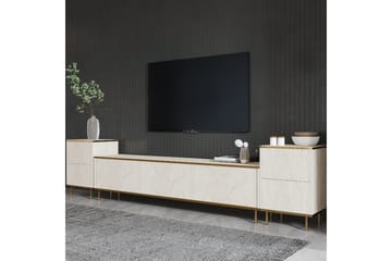 Imaj Golvstående Tv-bänk 180 cm med Förvaring i Trä med Metallben - Benvit - Möbler - Vardagsrum - Tv-möbler & mediamöbler - Tv-bänkar