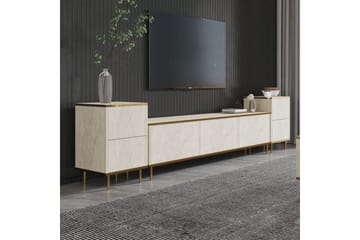 Imaj Golvstående Tv-bänk 180 cm med Förvaring i Trä med Metallben - Benvit - Möbler - Vardagsrum - Tv-möbler & mediamöbler - Tv-bänkar