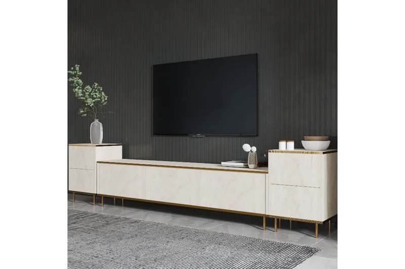 Imaj Tv-bänk 180 cm - Beige/Guld - Möbler - Vardagsrum - Tv-möbler & mediamöbler - Tv-bänkar
