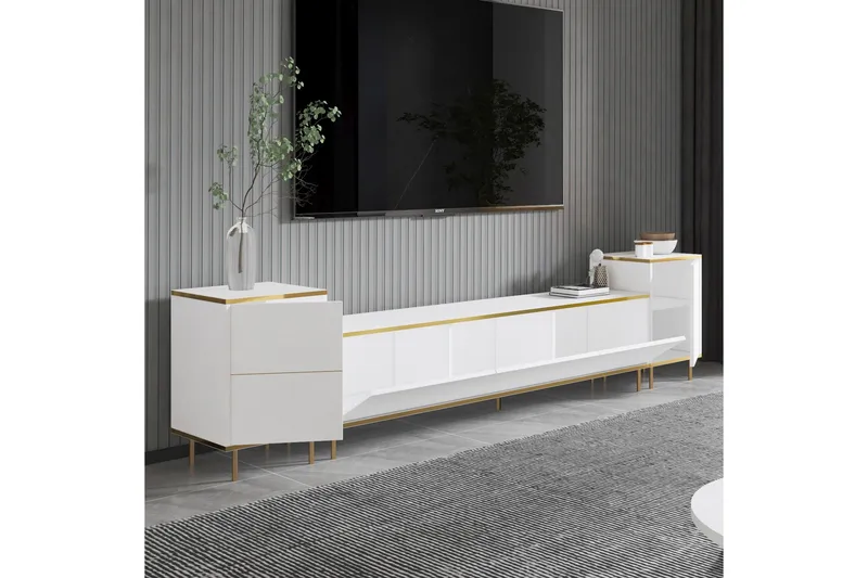 Imaj Tv-bänk 180 cm - Vit/Guld - Möbler - Vardagsrum - Tv-möbler & mediamöbler - Tv-bänkar