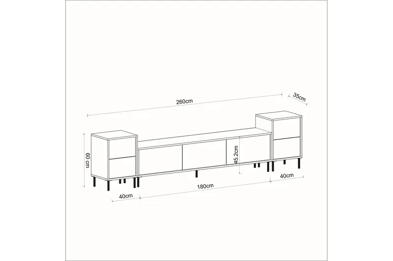 Imaj Tv-bänk 180 cm - Vit/Guld - Möbler - Vardagsrum - Tv-möbler & mediamöbler - Tv-bänkar