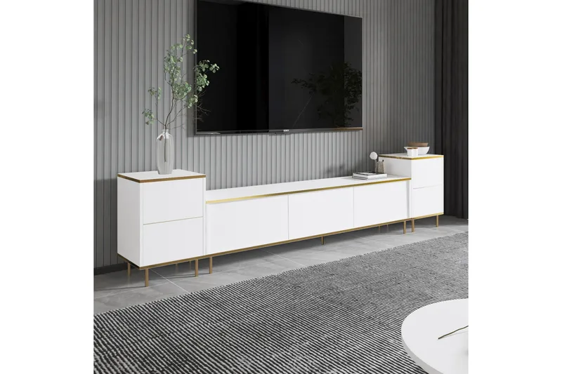 Imaj Tv-bänk 180 cm - Vit/Guld - Möbler - Vardagsrum - Tv-möbler & mediamöbler - Tv-bänkar