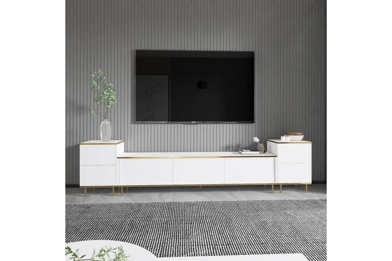 Imaj Tv-bänk 180 cm - Vit/Guld - Möbler - Vardagsrum - Tv-möbler & mediamöbler - Tv-bänkar