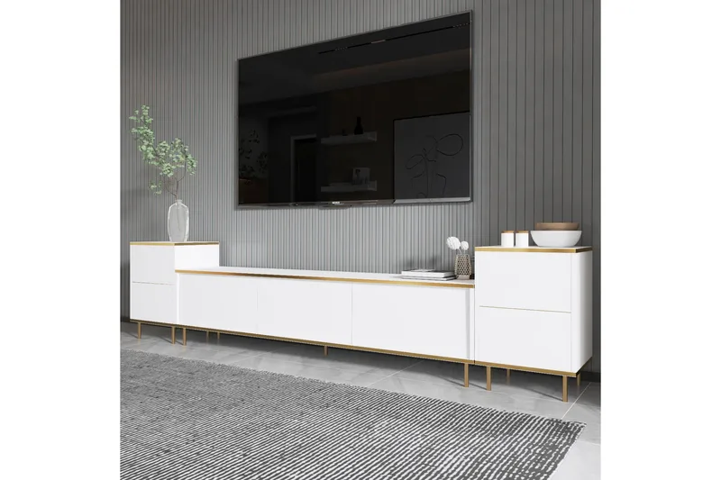 Imaj Tv-bänk 180 cm - Vit/Guld - Möbler - Vardagsrum - Tv-möbler & mediamöbler - Tv-bänkar