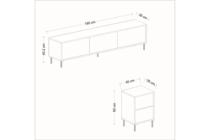 Imaj Tv-möbelset 180x35 cm Svart - Hanah Home - Möbler - Vardagsrum - Tv-möbler & mediamöbler - Tv-möbelset
