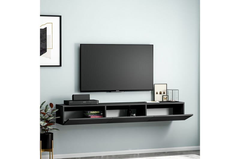 Interlaken Vägghängd TV Bänk 180 cm med Förvaring i Målat Trä - Svart - Möbler - Vardagsrum - Tv-möbler & mediamöbler - Tv-bänkar