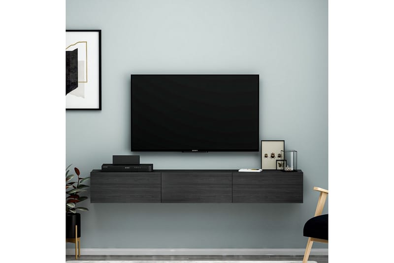 Interlaken Vägghängd TV Bänk 180 cm med Förvaring i Målat Trä - Svart - Möbler - Vardagsrum - Tv-möbler & mediamöbler - Tv-bänkar