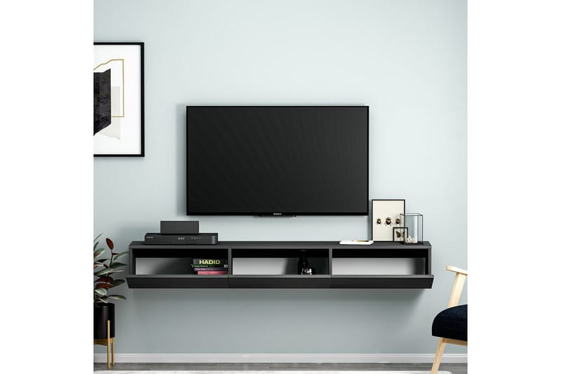 Interlaken Vägghängd TV Bänk 180 cm med Förvaring i Målat Trä - Svart - Möbler - Vardagsrum - Tv-möbler & mediamöbler - Tv-bänkar