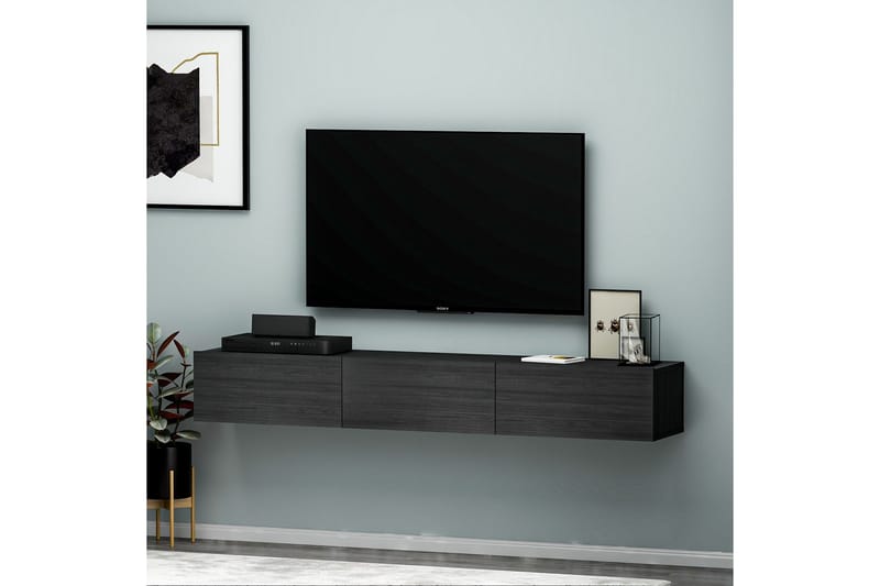 Interlaken Vägghängd TV Bänk 180 cm med Förvaring i Målat Trä - Svart - Möbler - Vardagsrum - Tv-möbler & mediamöbler - Tv-bänkar