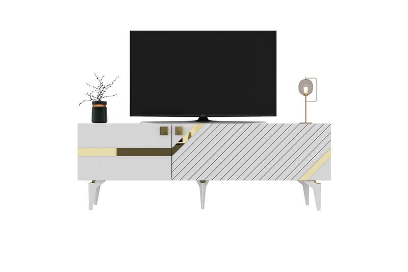 Iris  Tv-bänk 150 cm Vit/Guld - Möbler - Vardagsrum - Tv-möbler & mediamöbler - Tv-bänkar
