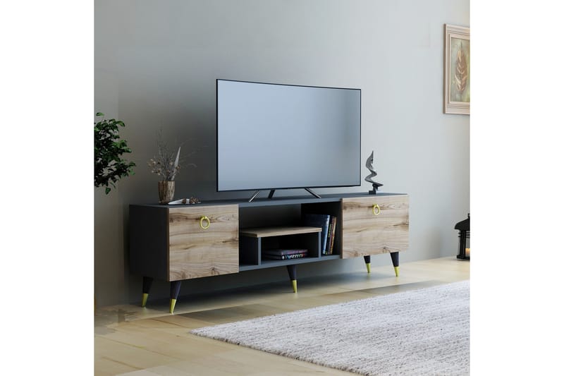 IRMA Tv-bänk 150x29,6 cm Brun/Svart - Möbler - Vardagsrum - Tv-möbler & mediamöbler - Tv-bänkar