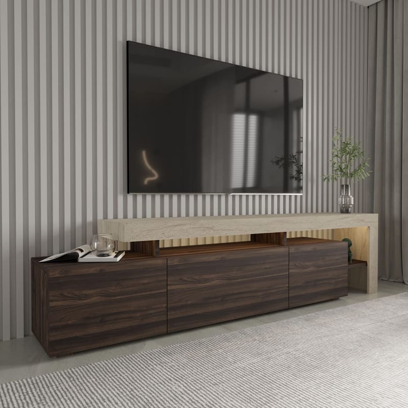 Jurukovo TV-bänk 192x53x37 cm - Travertin, valnöt - Möbler - Vardagsrum - Tv-möbler & mediam öbler - Tv-bänkar