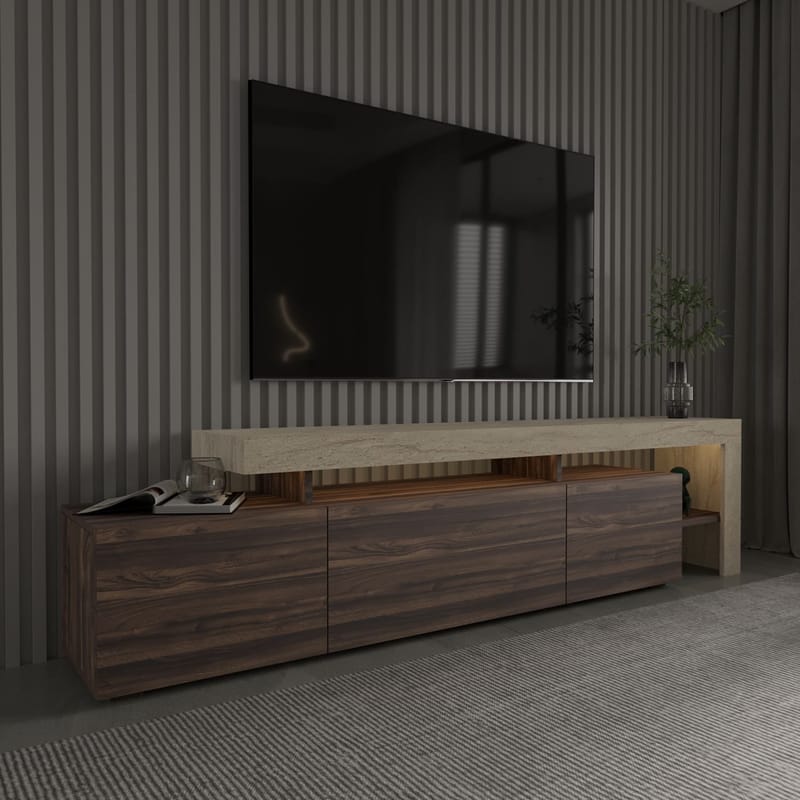 Jurukovo TV-bänk 192x53x37 cm - Travertin, valnöt - Möbler - Vardagsrum - Tv-möbler & mediamöbler - Tv-bänkar