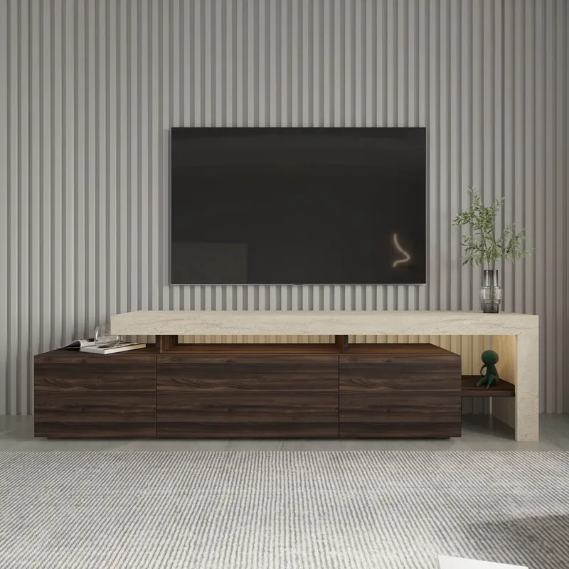 Jurukovo TV-bänk 192x53x37 cm - Travertin, valnöt - Möbler - Vardagsrum - Tv-möbler & mediamöbler - Tv-bänkar