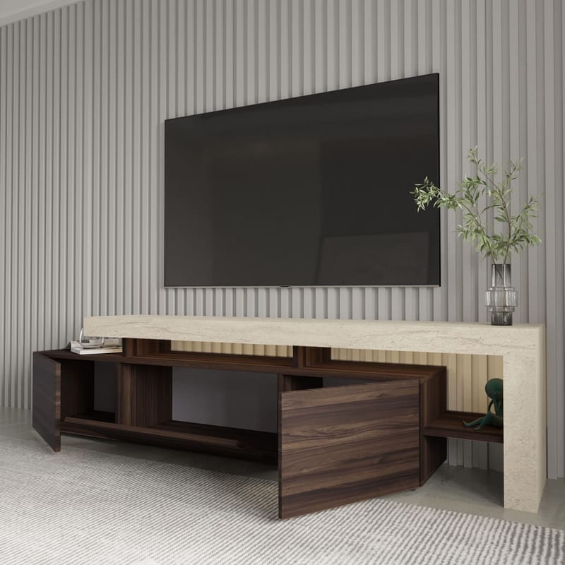 Jurukovo TV-bänk 192x53x37 cm - Travertin, valnöt - Möbler - Vardagsrum - Tv-möbler & mediamöbler - Tv-bänkar