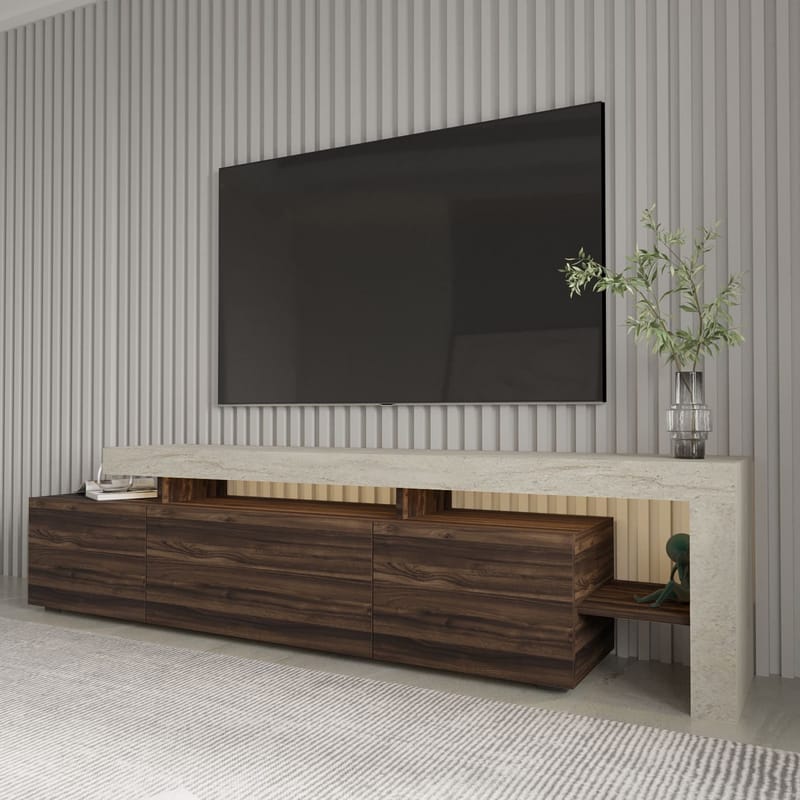 Jurukovo TV-bänk 192x53x37 cm - Travertin, valnöt - Möbler - Vardagsrum - Tv-möbler & mediamöbler - Tv-bänkar