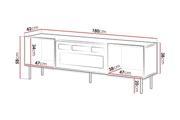 Kamta Golvstående TV Bänk 180 cm med Förvaring i Målat Trä - Vit - Möbler - Vardagsrum - Tv-möbler & mediamöbler - Tv-bänkar