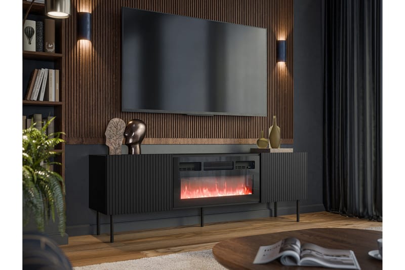 Kamta Tv-bänk 180 cm - Svart - Möbler - Vardagsrum - Tv-möbler & mediamöbler - Tv-bänkar