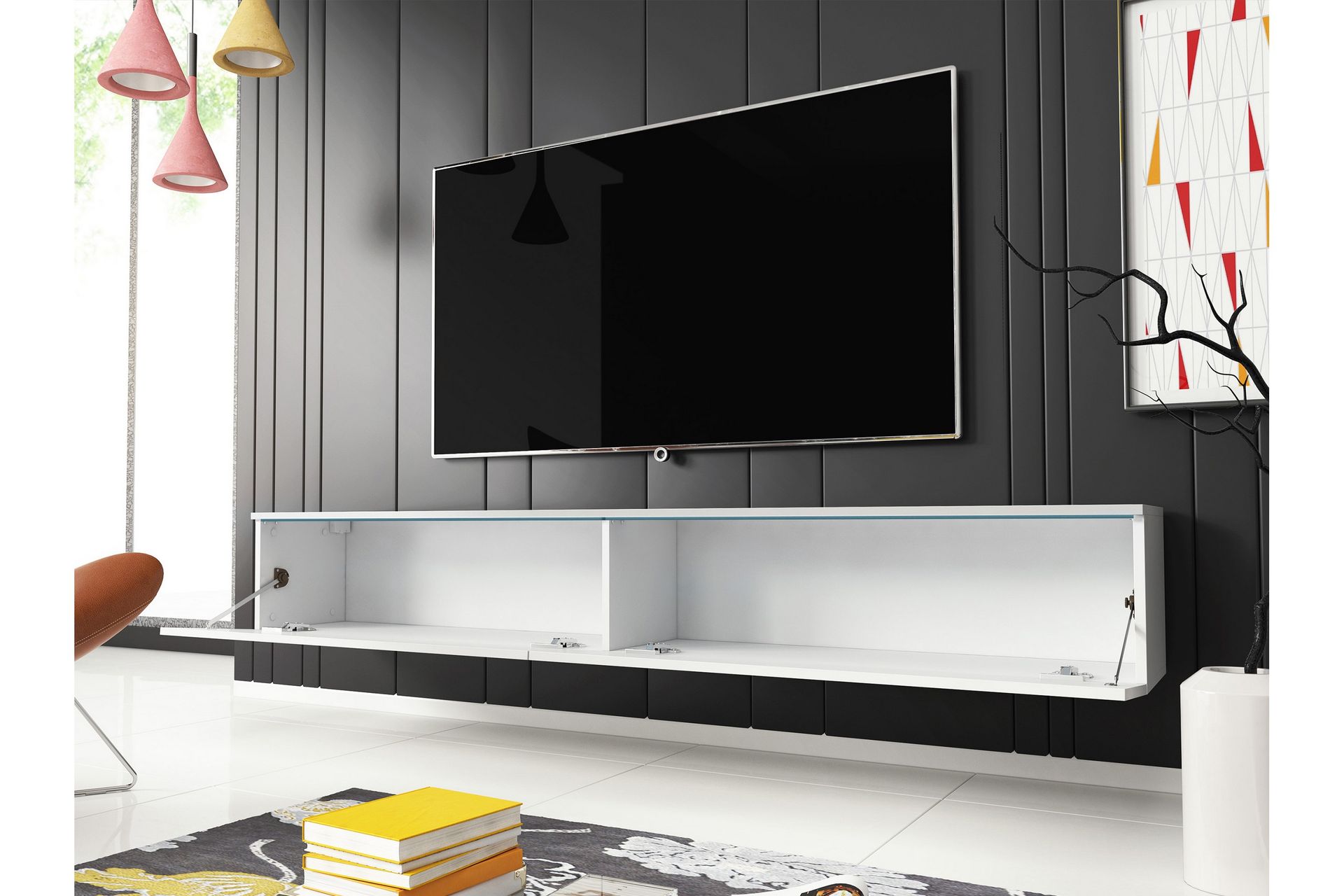 Kanak Tv-bänk 180 cm - Vit/Grå - Möbler - Vardagsrum - Tv-möbler & mediamöbler - Tv-bänkar
