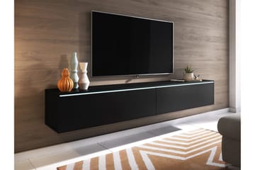 Kanak Vägghängd Tv-bänk 180 cm med Förvaring i Målat Trä Med belysning - Svart - Möbler - Vardagsrum - Tv-möbler & mediamöbler - Tv-bänkar